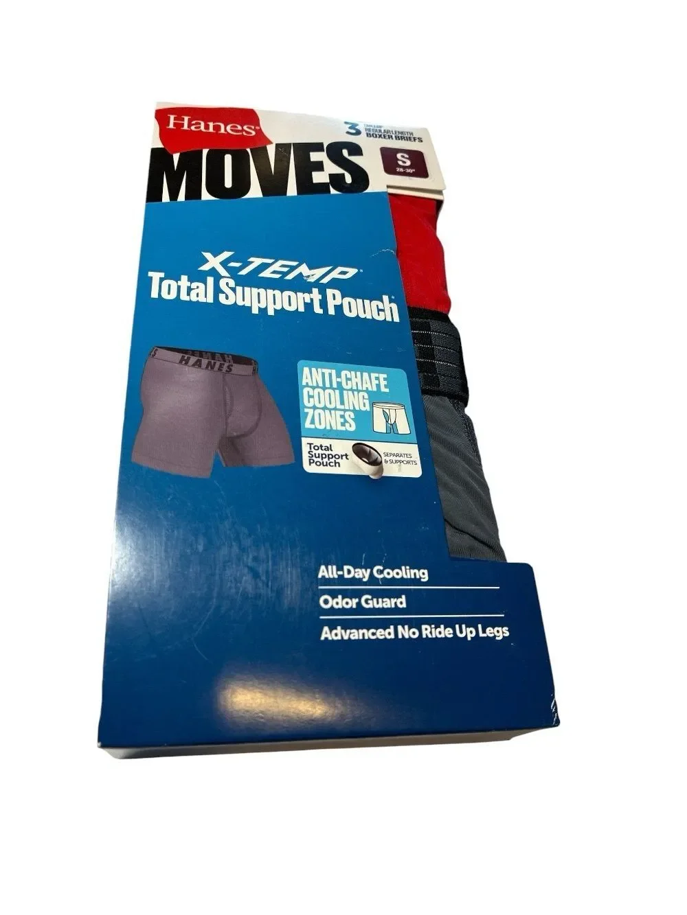 Hanes 3 pk X-Temp Total Support Pouch Men's Boxer Briefs - Red/Gray - Small